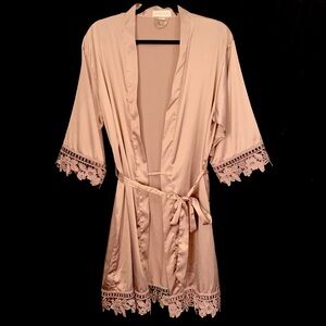 Kennedy Blue Satin & Lace Trim Robe